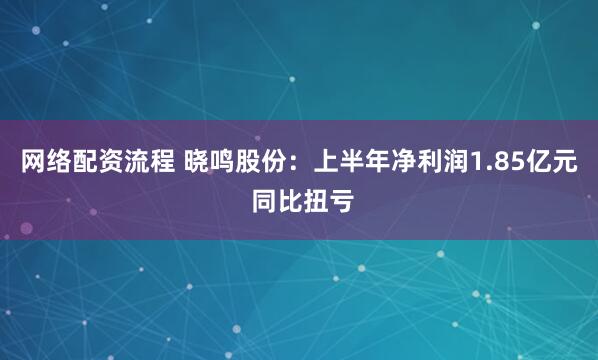 网络配资流程 晓鸣股份：上半年净利润1.85亿元 同比扭亏